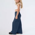 thumbnail image 5 of OSOLU Girls Pants Wide Elastic Waist Side Pockets Wide Leg Kids Casual Trousers Navy, 5 of 9