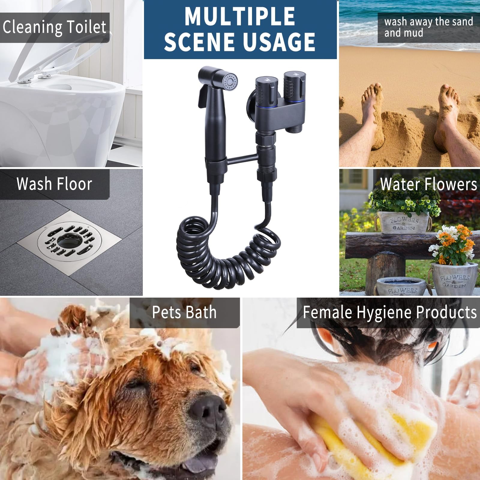 Handheld Bidet Sprayer for Toilet, Jet Sprayer for Toilet Muslim Shower, Adjustable Cloth Diaper Sprayer Bidets Attachment for Toilet, Toilet Bidet Sprayer with Bidet Hose for Feminine Wash