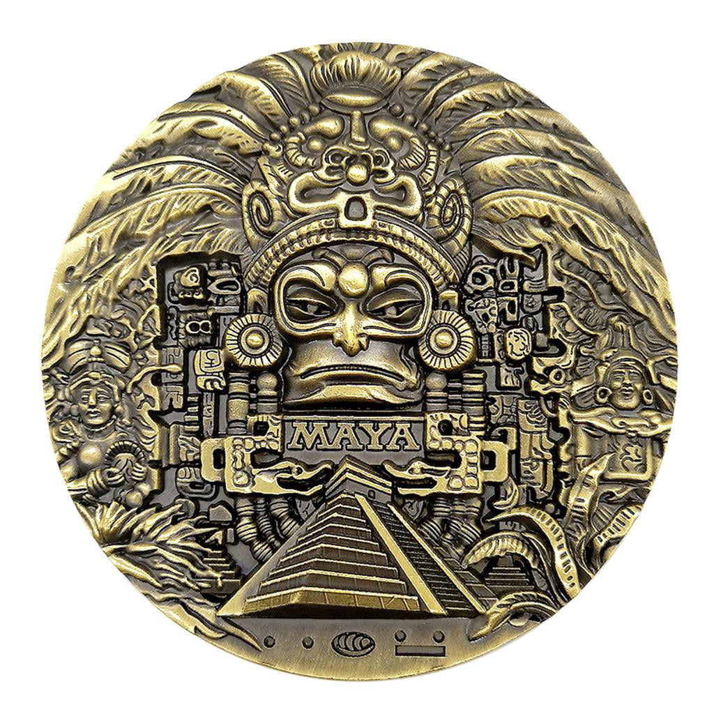 1pc 80mm Dia Mayan Aztec Prophecy Green Bronze Coin Medallion Art Collection