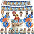 thumbnail image 1 of Decoración de fiesta de cumpleaños de una pieza, Luffy, Chopper Zoro, figura de Anime, vajilla de dibujos animados, platos de globos, tazas, juguetes para niños, 1 of 4