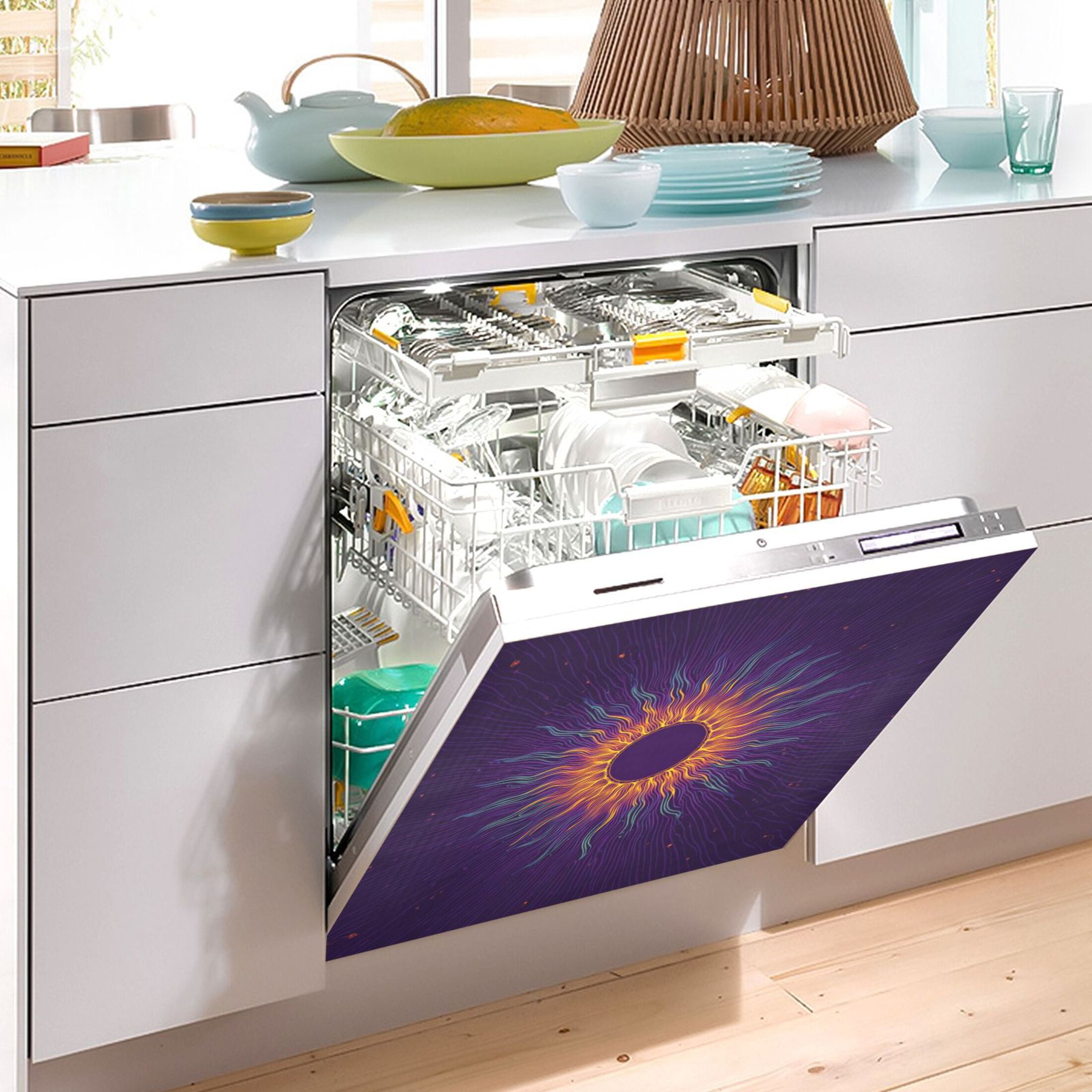 IAUYY Magnetic decorative sticker - 23x26 Inch PVC Refrigerator Decorative Cover, Removable DIY Art for Kitchen Appliances A Dazzling Array Of Colors