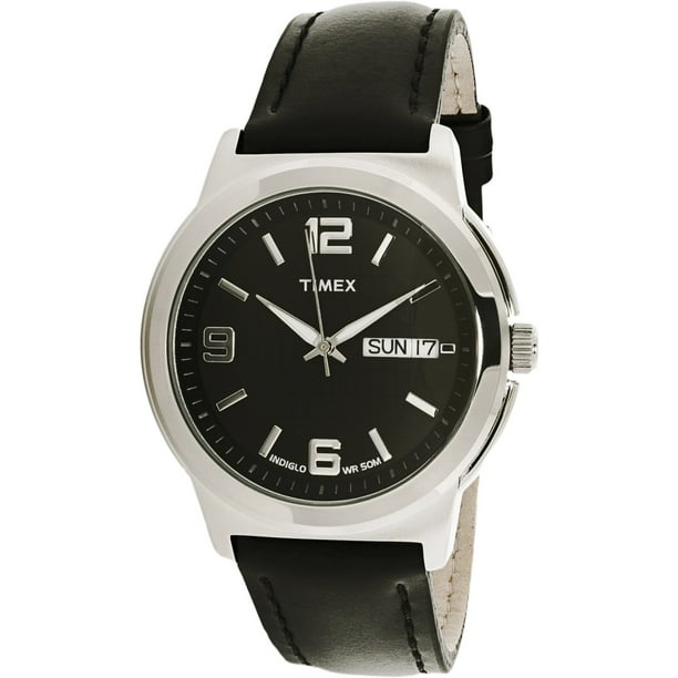 Timex Men's Elevated Classics T2E561 Black Leather Quartz Dress Watch