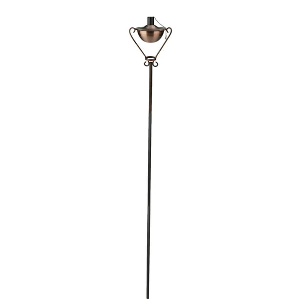 DAK 61" Lampe à Huile en Cuivre Brossé Demi-Lune Torche de Patio Extérieur