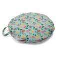 thumbnail image 1 of Floral Round Floor Cushion with Handle, Pansy Spring Flower Repetition Botanical Art in Nature Summer Tones, Decorative Pillow for Living Room & Dorms, 18" Round, Mint Green Multicolor, by Ambesonne, 1 of 4