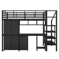 thumbnail image 6 of Solid and Stable Metal Loft Bed with Table Set and Wardrobe, Full (Black), 6 of 12