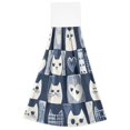 thumbnail image 7 of Yayeee Kitchen Hanging Hand Towels Set of 2 with Loop Bathroom Absorbent Tie Towel, Blue Cats and Hearts, 7 of 7