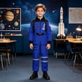 thumbnail image 2 of Pandaie Kids Boys Girls Space Astronaut Costume Suit Long Sleeve Zipper Jumpsuit for Halloween Cosplay Holiday Present Blue,8-9 Years, 2 of 6