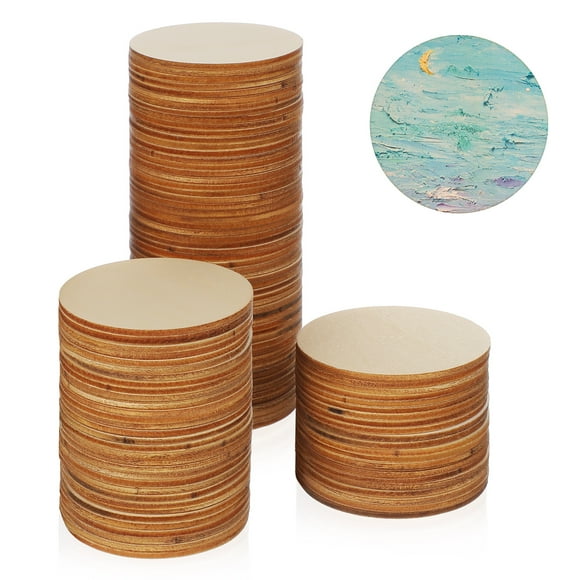 MOVTOTOP 100 Pcs Wooden Discs Unpainted Wood Pieces Craft Wooden Slices Wood Rounds Wooden Cutout For Decoration 50mm