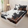 thumbnail image 2 of Erosebridal Cowhide Hide Zipper Twin Comforter Sets with Fitted Sheet and 2 Pillowcases,Rustic Farm Animal Zipper Bedding Set For Boys,Black Reversible,4 Pieces, 2 of 7