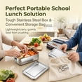 thumbnail image 7 of Vesteel Stainless Steel Bento Box, 2400ml 81oz Lunch Box with 2 Dividers, Leak-Proof Lunch Container with Bag, 3 Compartments Food Containers for School Office, Dishwasher Safe, 7 of 7