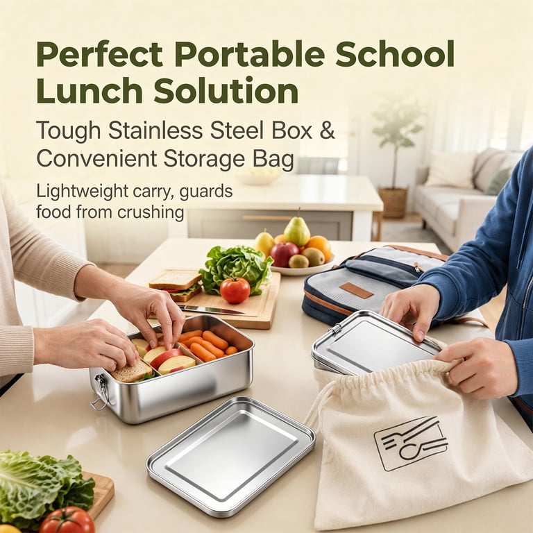 Vesteel Stainless Steel Bento Lunch Box, 81oz with Bag photo 7