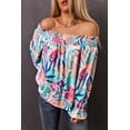 thumbnail image 3 of ABPHQTO Blusa de mujer con hombros descubiertos y estampado floral multicolor, 3 of 5