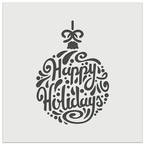 Happy Holidays Cursive on Ornament Christmas DIY Cookie Wall Craft Stencil - 5.5 Inch