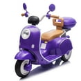 thumbnail image 3 of 12V Kids Electric Motorcycle Ride On Toy, 3 Wheel Toddler Motorcycle W Dual Motors, LED Lights, Bluetooth Music, USB, Storage, Anti-Slip Design, Motorcycle Toy Gift for Boys & Girls Ages 3–6, Purple, 3 of 9