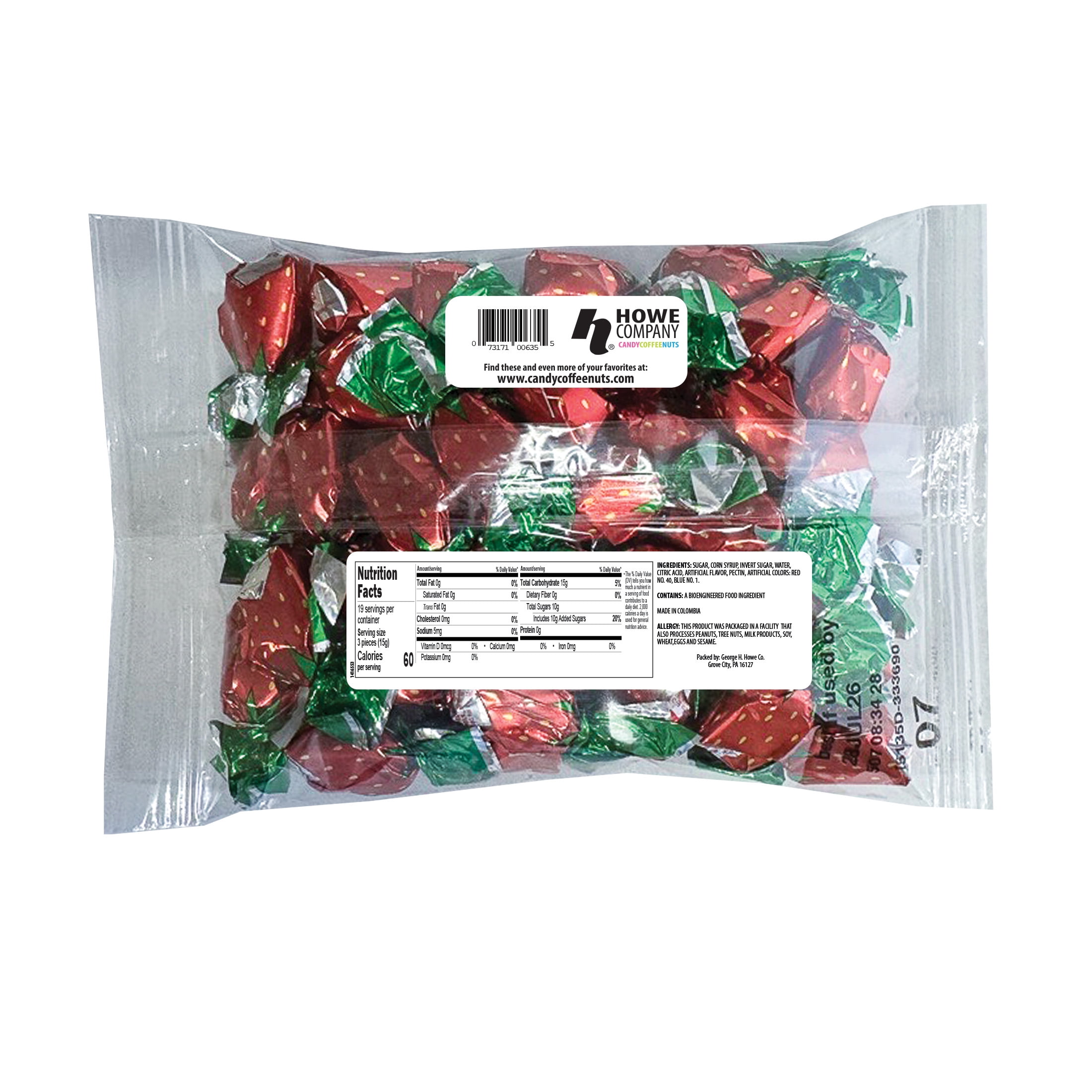 Howe Strawberry Bon Bons Hard Candy, 10 oz, Bag