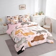 thumbnail image 2 of Homewish Funny Pet Cats Paws 7-Piece Twin Bedding,Kawaii Animal Bedding Comforter Set,Pink,Pink Reversible, 2 of 8