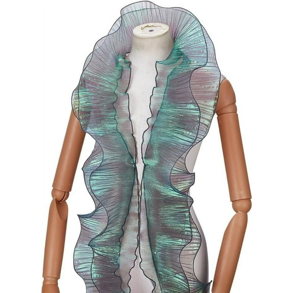 11 Yard Ruffle Ribbon Pleated Chiffon Trim 5Inch Retro Organza Fabric Trim Tulle Ruffle Lace Border for Forestry Costume Craft Dress Bag Wedding Cosplay Sewing Curtain Decor(Green)