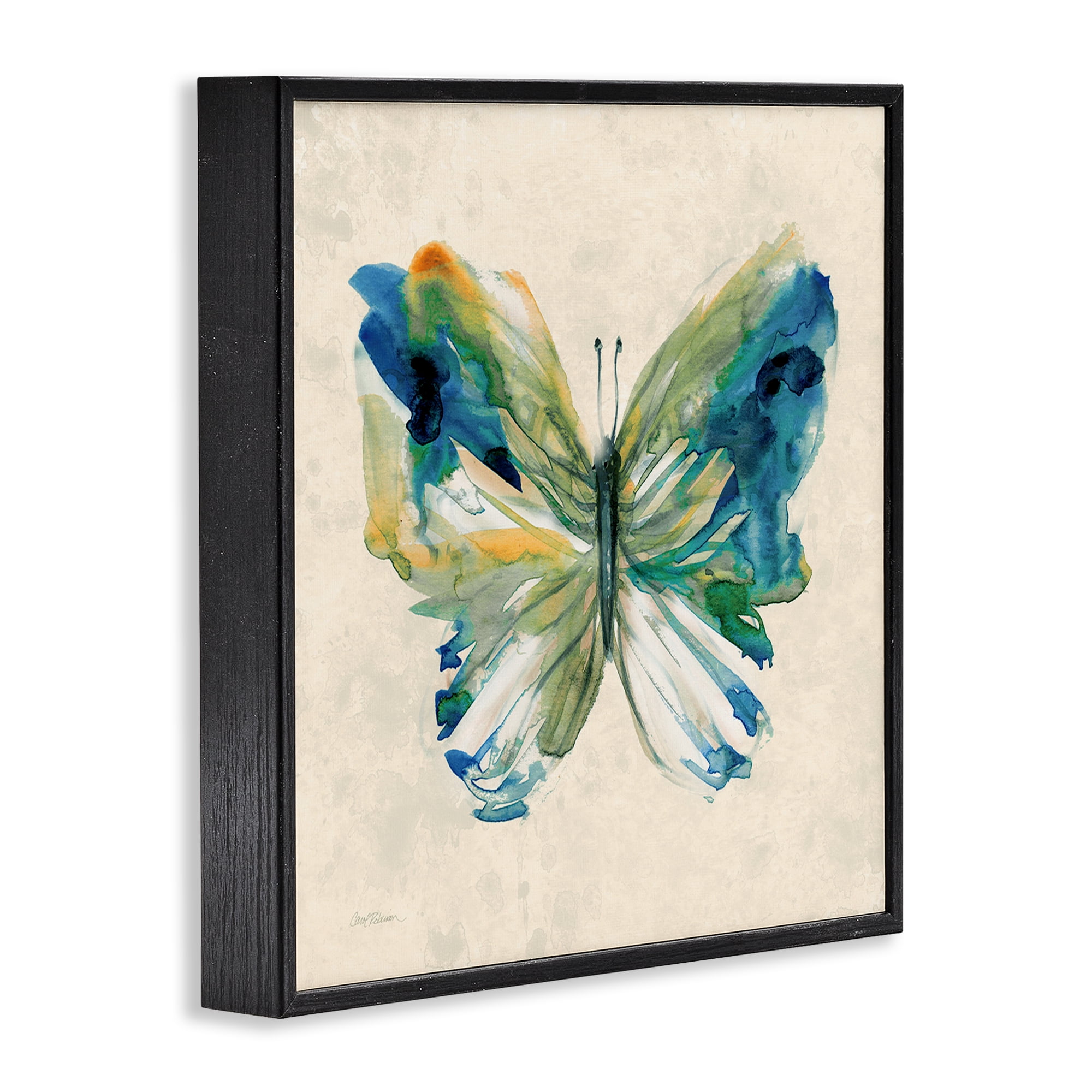Stupell Industries Vivid Abstract Butterfly Wings Animals Painting Black Framed Art Print Wall Art, 24 x 24