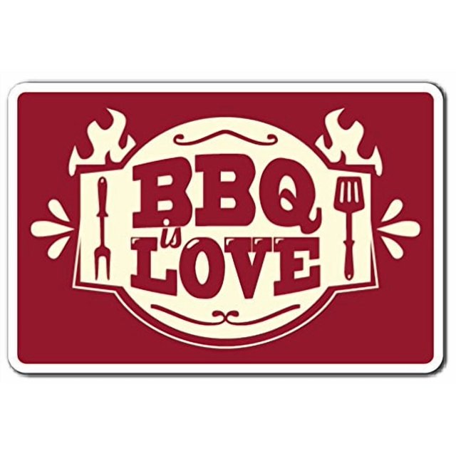 BBQ Love Calcomanía Verano Comida Fiesta Parrilla Barbacoa Parrilla Chef Cook | Interior/Exterior | 9"" de alto