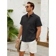 thumbnail image 2 of sogami Men's Breathable Cotton Linen Short Sleeve Button Down Casual Shirt For Summer, 2 of 7