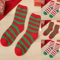 thumbnail image 4 of Xfvqtps Womens Christmas Socks Christmas Stripes Mid Tube Coral Fleece Thick Warm Socks Christmas Accessories Floor Sleep Socks White-01, 4 of 4