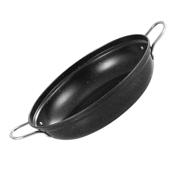 RENACLIPY Iron Cooking Pot with Handles Sturdy Heat Resistant Black Wok for Kitchen Use