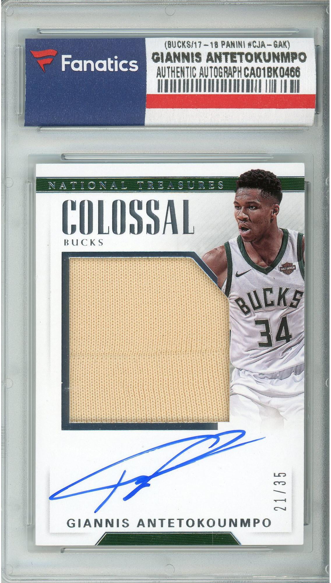 Fanatics Authentic Giannis Antetokounmpo Bucks Autographed 201718 Panini National Treasures