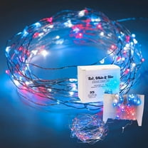 4th of July Decorations - Red, White, & Blue Fairy String Lights, 33 ft / 10 m - Patriotic LED Indoor/Outdoor Decor for American Independence Day, Summer Pool Parties, BBQs, Bedroom, Garden & Office