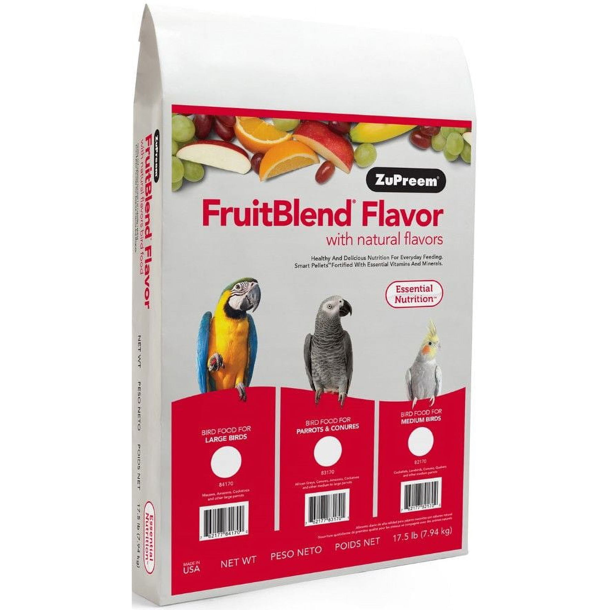 ZuPreem FruitBlend Flavor Bird Food for Parrots & Conures - 17.5 Pound- DS