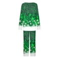 thumbnail image 5 of Mifsaly Christmas Pajama Sets Women Xmas Snowflake Print Pjs Matching Outfits 3 Button Crewneck Long Sleeve Sleepwear Festival Bright Merry Nightwear High Waist Pant with Pockets Holiday Homewear, 5 of 7