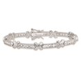 thumbnail image 3 of 925 Sterling Silver Solid Polished Open back Safety bar Box Catch Closure CZ Cubic Zirconia Simulated Diamond Bracelet 7, 3 of 4
