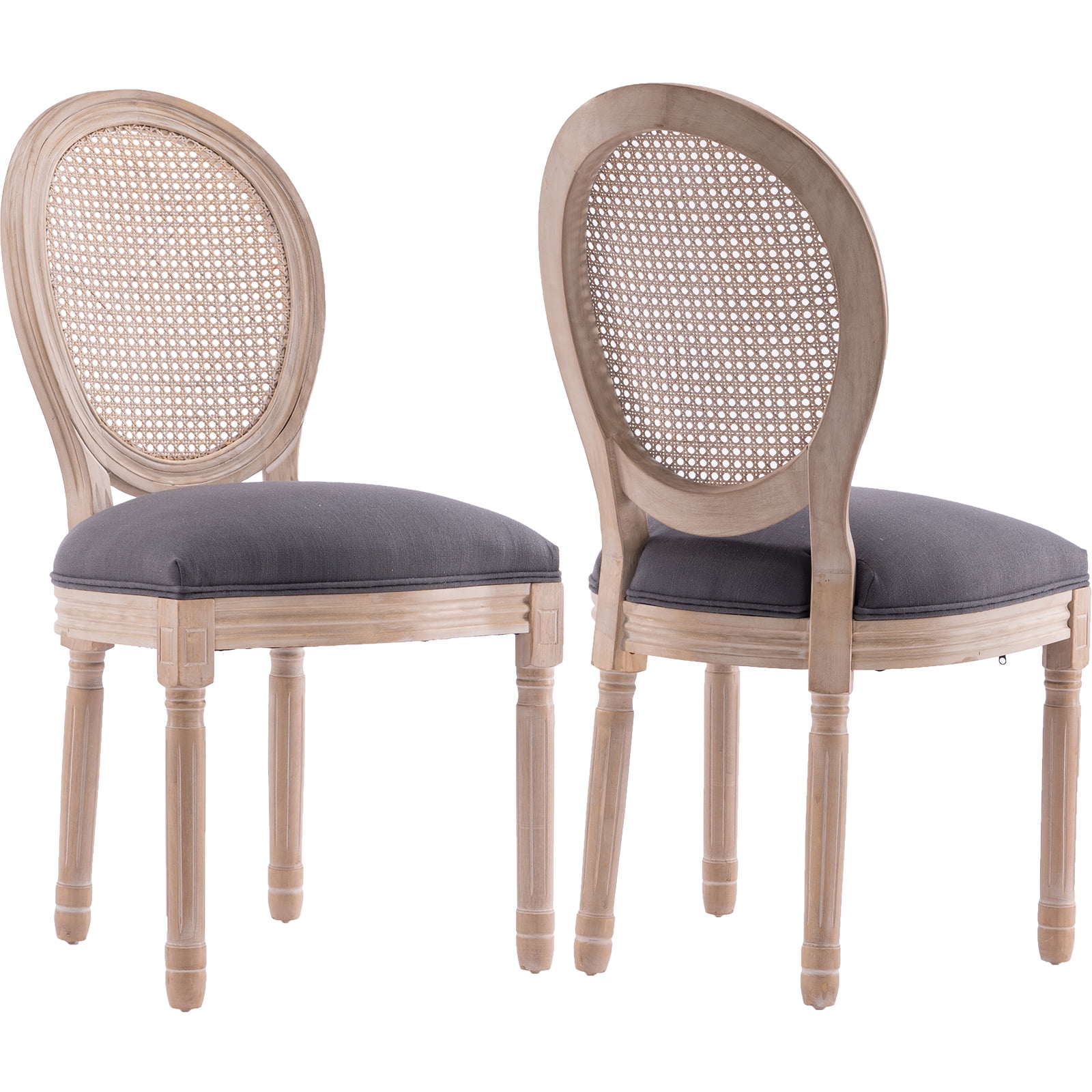 Dining Chairs Set of 2 - Kitchen & Dining Room Chairs Set of 2, Rustic Rattan or Upholstered ...