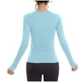thumbnail image 4 of Workout Shirts for Women Long Sleeve Yoga Tops Sports Running Shirt Tight Athletic Top Slim Fit (M, Light Blue), 4 of 8