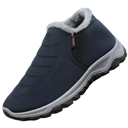 Siilsaa Snow Boots Women Womens Snow Boots Winter Warm Booties Lined Anti-Slip Ankle Boots Outdoor Slip on Waterproof Booties Comfortable Warm Shoes Navy 7.5