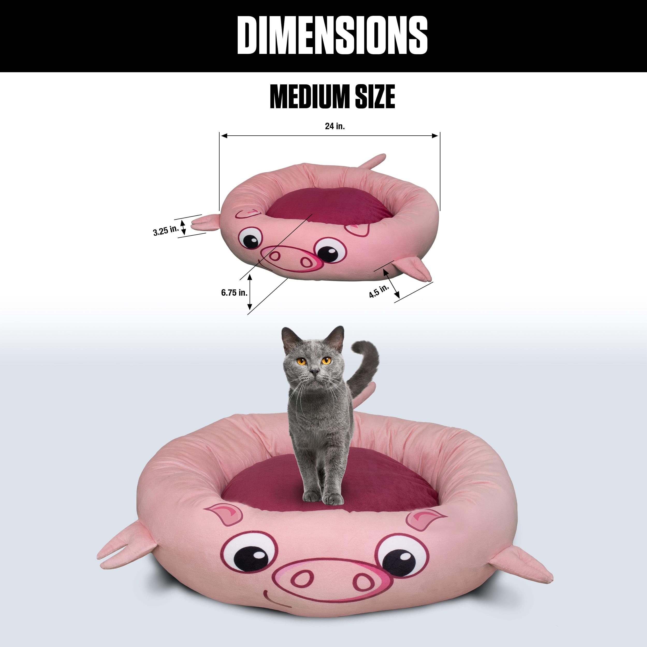 Maccabi Art Pig- Round Bolster Cuddle Pet Bed for Dogs, Cats - Medium 24"