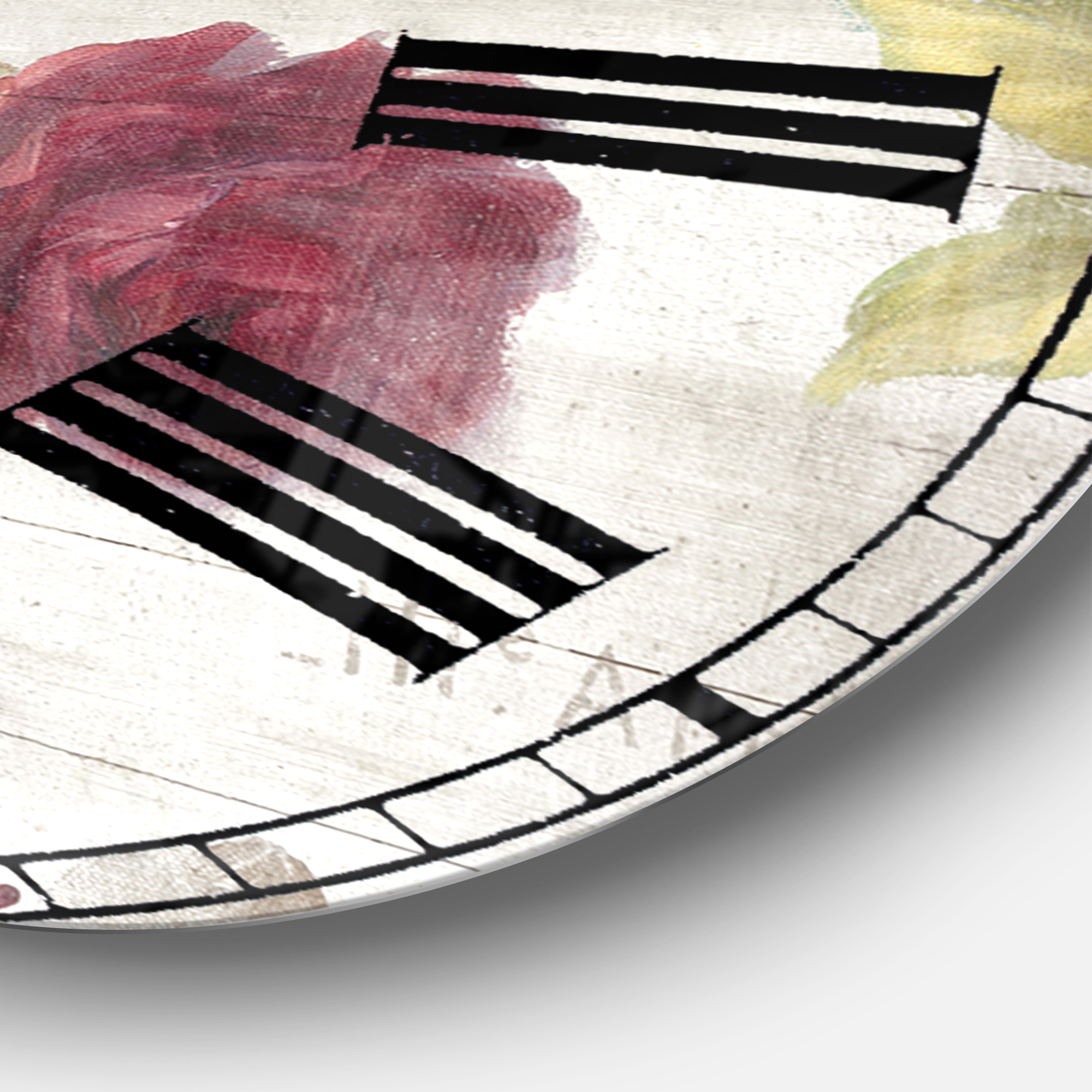 Designart 'French Roses I' Farmhouse wall clock