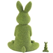Taxidermy Rabbit Plush Toy Small Animals Yoga Figurines Green Moss Bunny Ornament