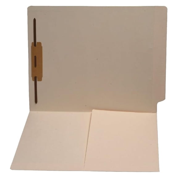 11 pt Manila Folders, Full Cut End Tab, Letter Size, 1/2 Pocket Inside Front, Fastener Pos #1 (Box of 50)