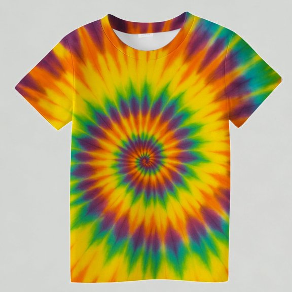 Xijirk Girls T Shirts Swirl Print Graphic Tee Round Neck Short Sleeve Top Comfortable Casual Daily Wear,8-9 Years