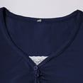 thumbnail image 4 of Womens Tops Casual Solid Short Sleeve with Lace Trim Elegant Fitted Blouses Button Down Summer Spring T Shirt Basic Tees for Daily Wear Blue, 4 of 8