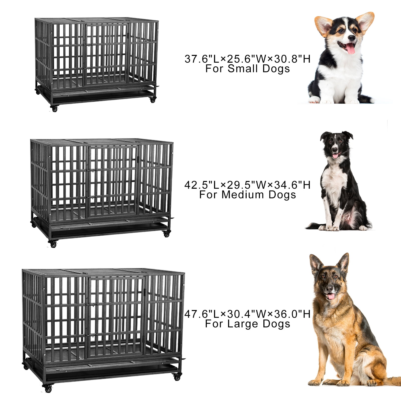 48 Heavy Duty Indestructible Dog Crate with Lockable Wheels
