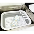 thumbnail image 5 of SAMMART Collapsible Dish Drainer with Drainer Board - Foldable Drying Rack Set - Portable Dinnerware Organizer - Space Saving Kitchen Storage Tray, 5 of 6
