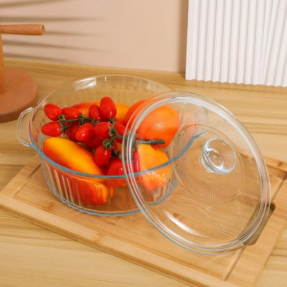 Glass Casserole Dish with Lid, 2.5qt Round Baking Dishes for Oven, Microwave, and Cooking