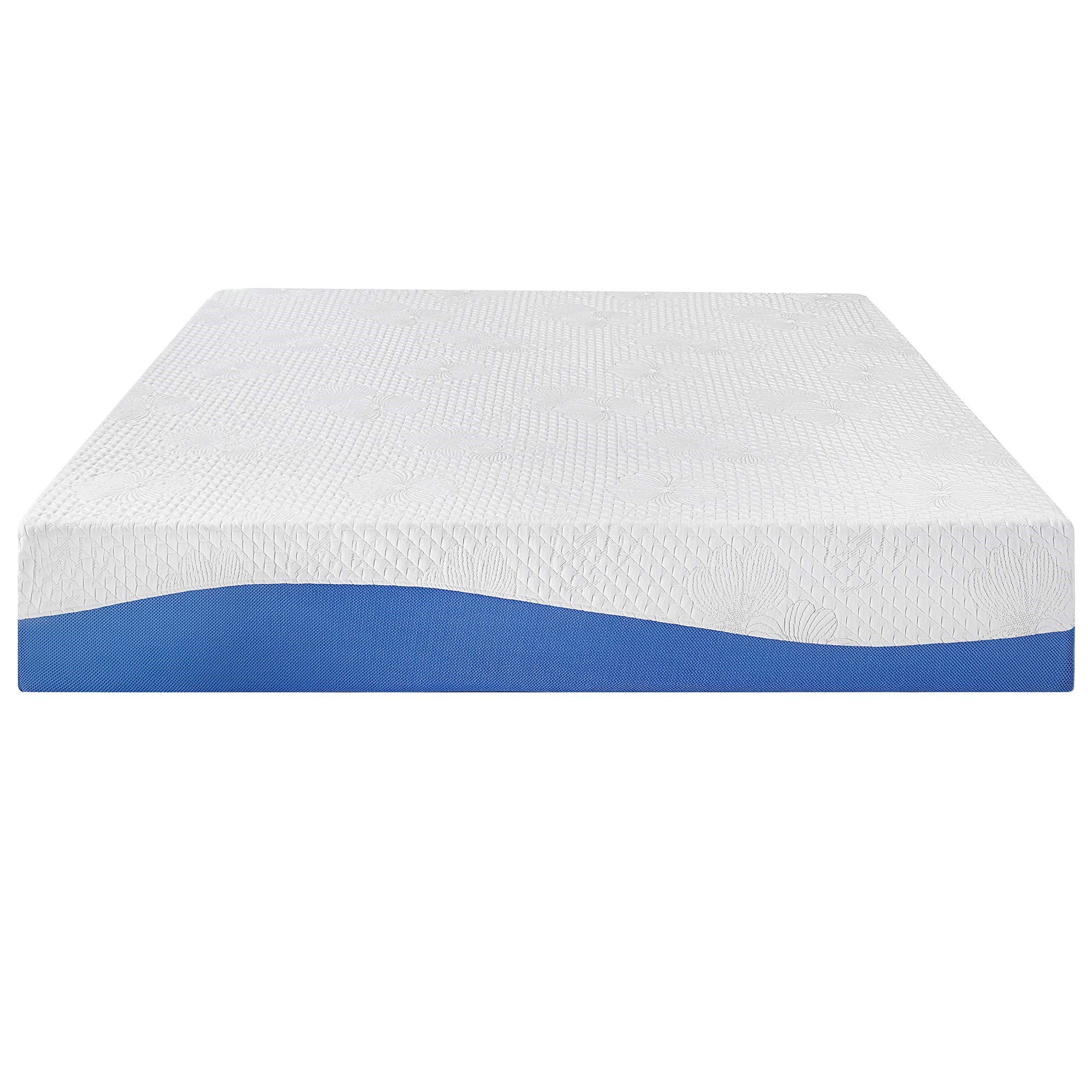olee sleep 10 inch gel infused layer top memory foam mattress blue, full