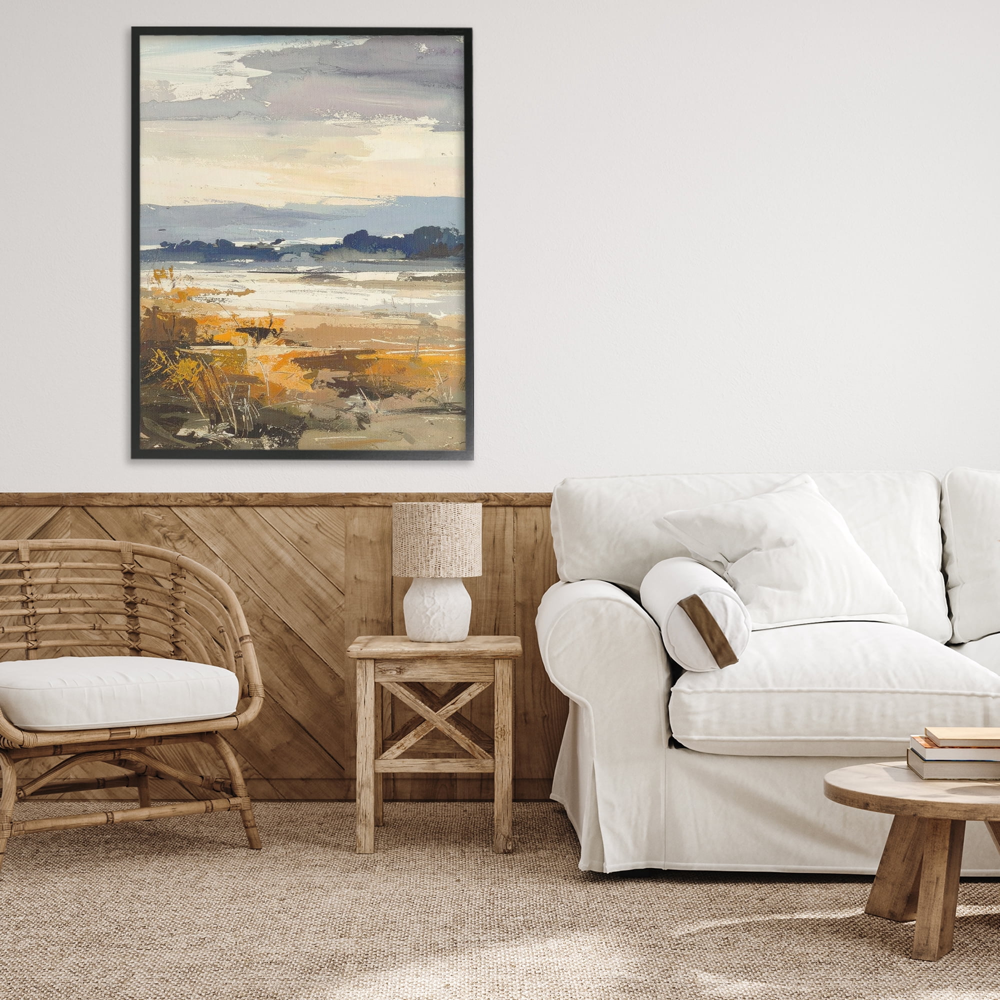 Stupell Industries Distant Horizon Abstract Black Framed Giclee Art, design by Alonza Saunders