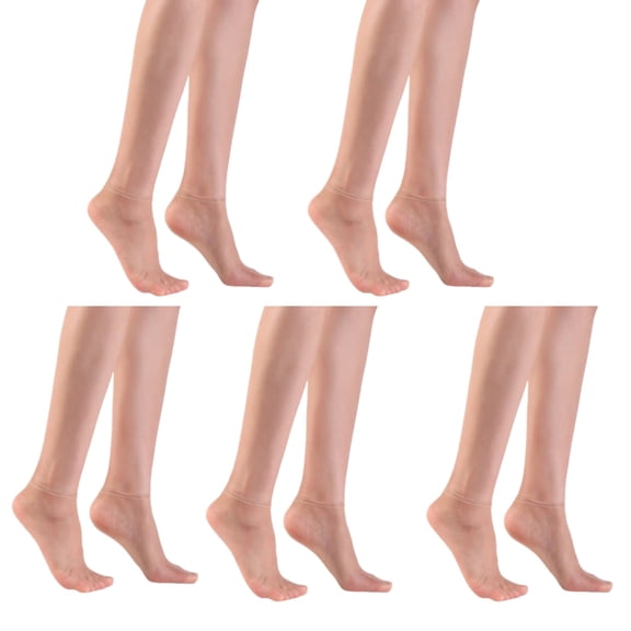 5 Pairs Lightweight Breathable Ankle Socks Nonslip Top Super Thin Sheer Low Cut Boat Socks Nylon Stockings For Women