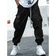 thumbnail image 3 of Men Letter Graphic Flap Pocket Drawstring Waist Cargo Pants, 3 of 5