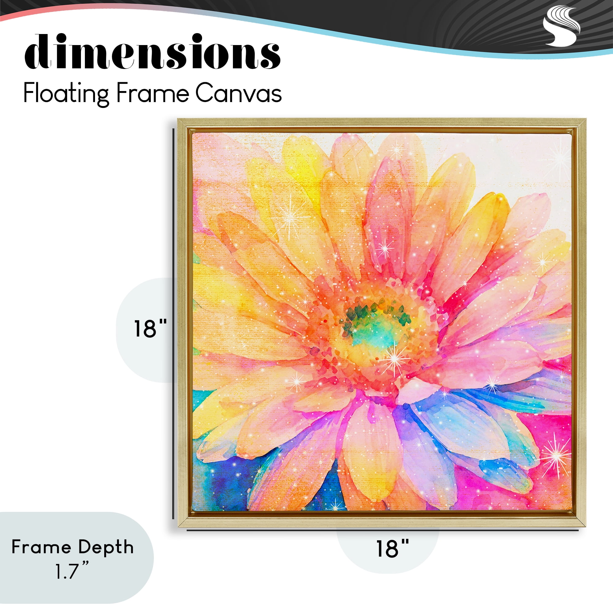 Stupell Industries Bloomtopia Shimmer Blossom Gold Framed Floater Canvas Wall Art, design by Vibelicious