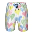 thumbnail image 3 of Goofa Hand Drawn Colored Hearts Printed Mens Swim Trunks Summer Quick Dry Short Beach Swimwear Bathing Suits-, 3 of 9