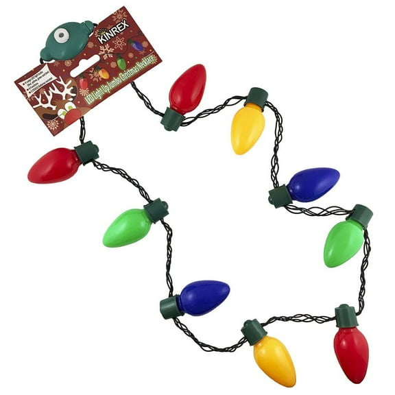KINREX Christmas LED Light Up Necklace – Flashing Bulb Holiday Light Necklace, 35" Party Favor
